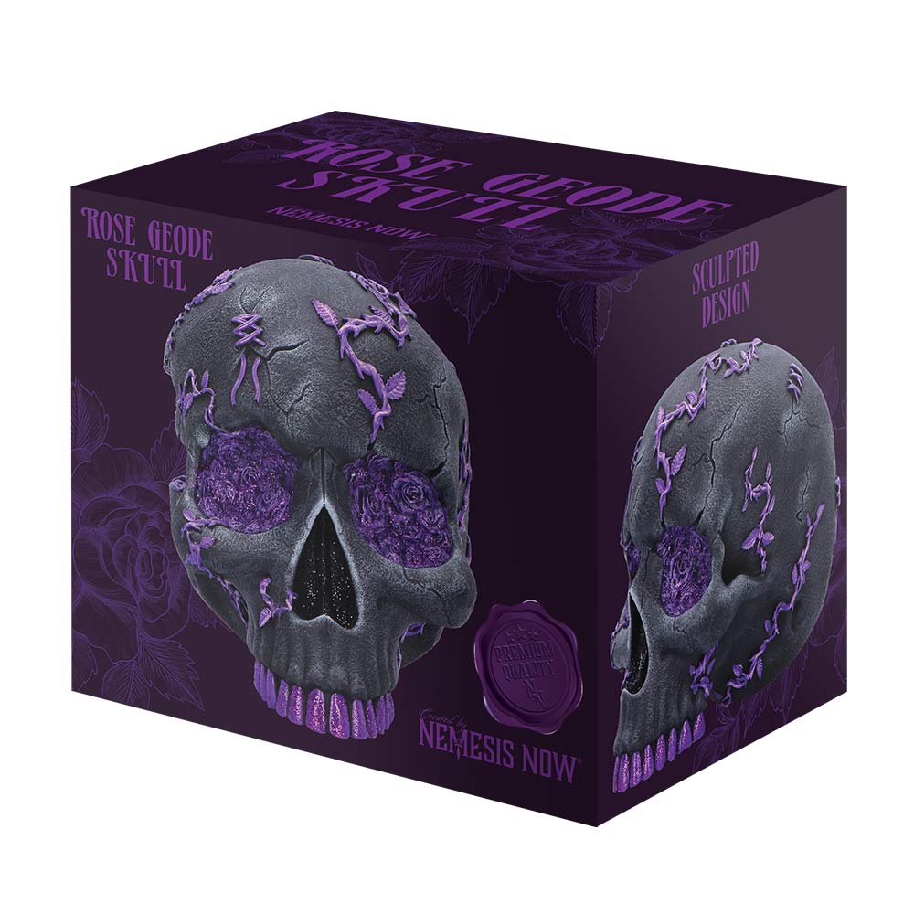 Rose Geode Skull 19cm Resin Statue 7