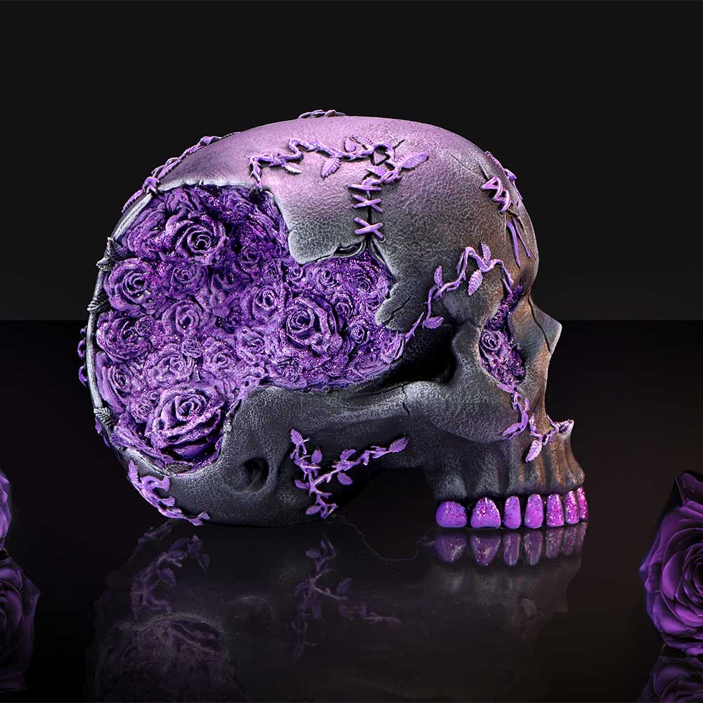 Rose Geode Skull 19cm Resin Statue 8