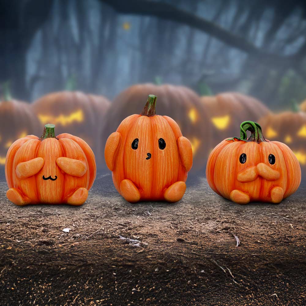 Three Wise Pumpkins 8cm Resin Figures 8