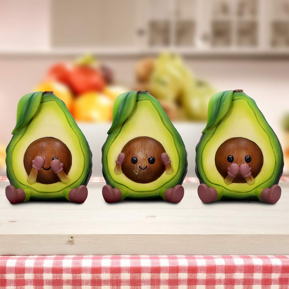 Three Wise Avocados 8.5cm Resin Statues 8