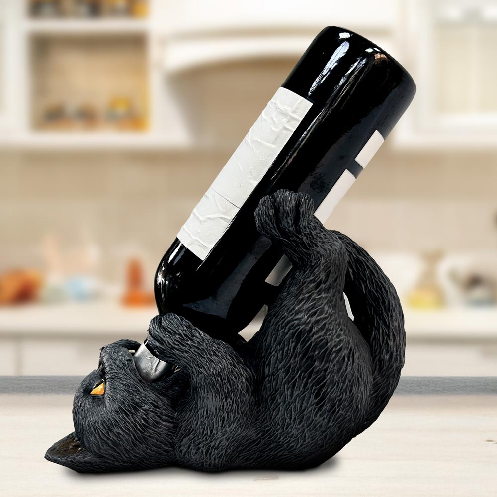 Black Cat Guzzler 24cm Wine Bottle Holder 8