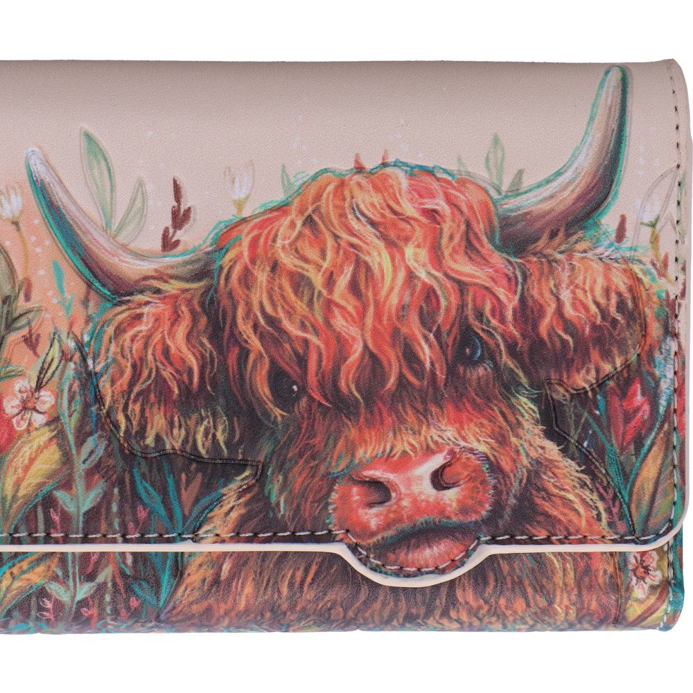Highland Cow Embossed Purse 18.5cm 5