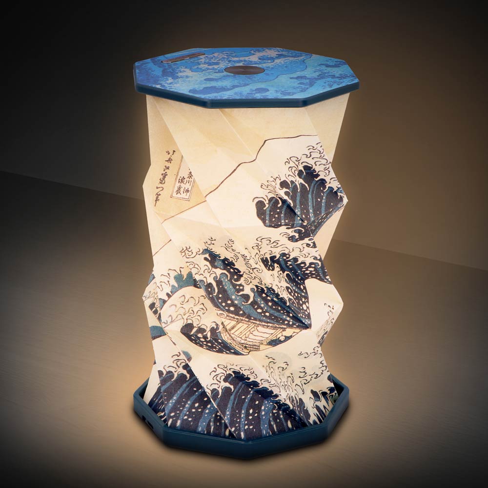 The Great Wave Off Kanagawa Foldable Lamp Rechargeable USB Powered 21cm 7