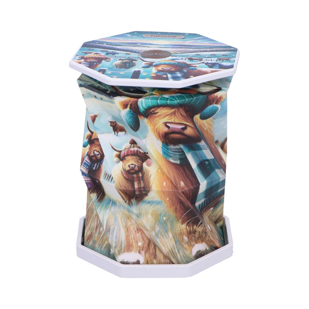 Winter Highland Cows Foldable Lamp 21cm 3