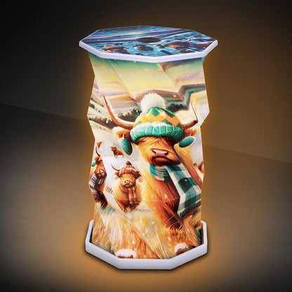 Winter Highland Cows Foldable Lamp 21cm 7