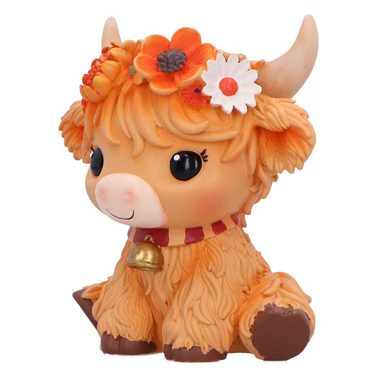 Marigold Orange Flower Cow Figurine 10.8cm 2