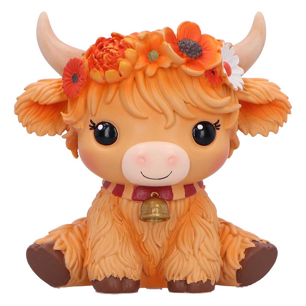 Marigold Orange Flower Cow Figurine 10.8cm 1