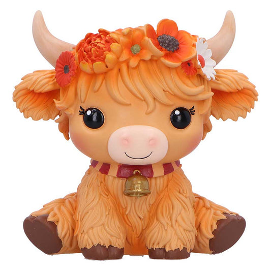 Marigold Orange Flower Cow Figurine 10.8cm 1
