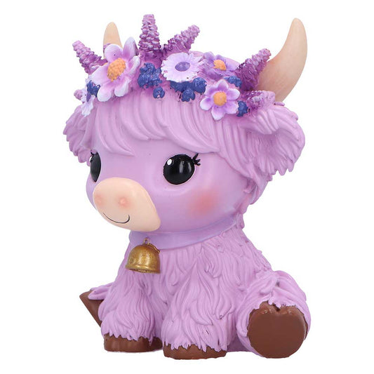 Hyacinth Purple Flower Cow Figurine 10.8cm 2
