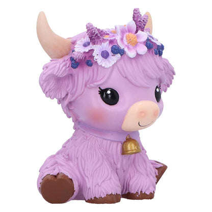 Hyacinth Purple Flower Cow Figurine 10.8cm 3