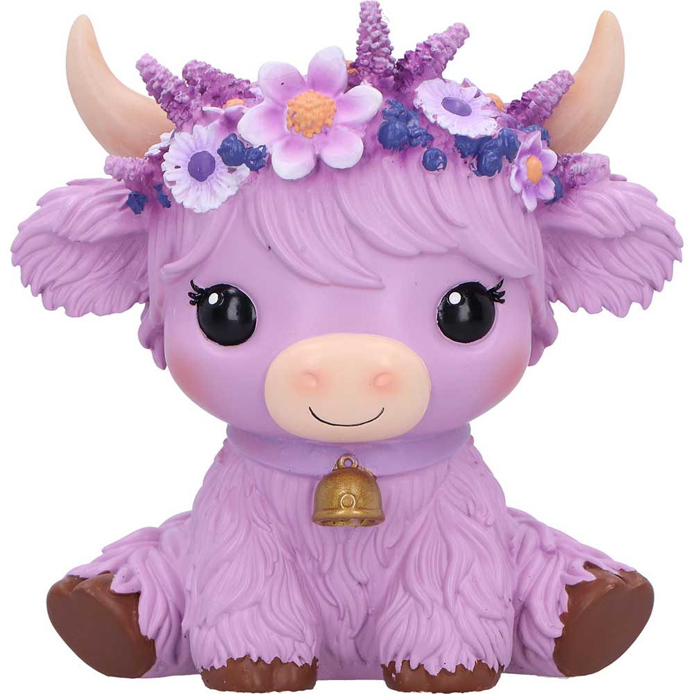 Hyacinth Purple Flower Cow Figurine 10.8cm 5
