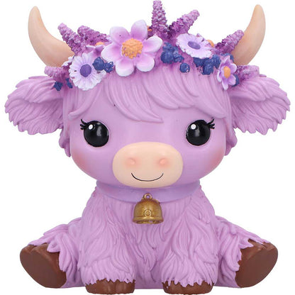 Hyacinth Purple Flower Cow Figurine 10.8cm 5