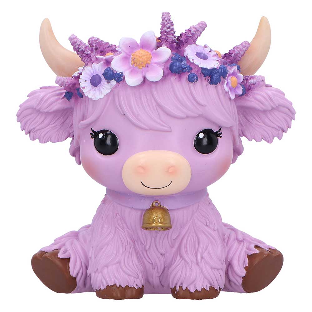 Hyacinth Purple Flower Cow Figurine 10.8cm 1