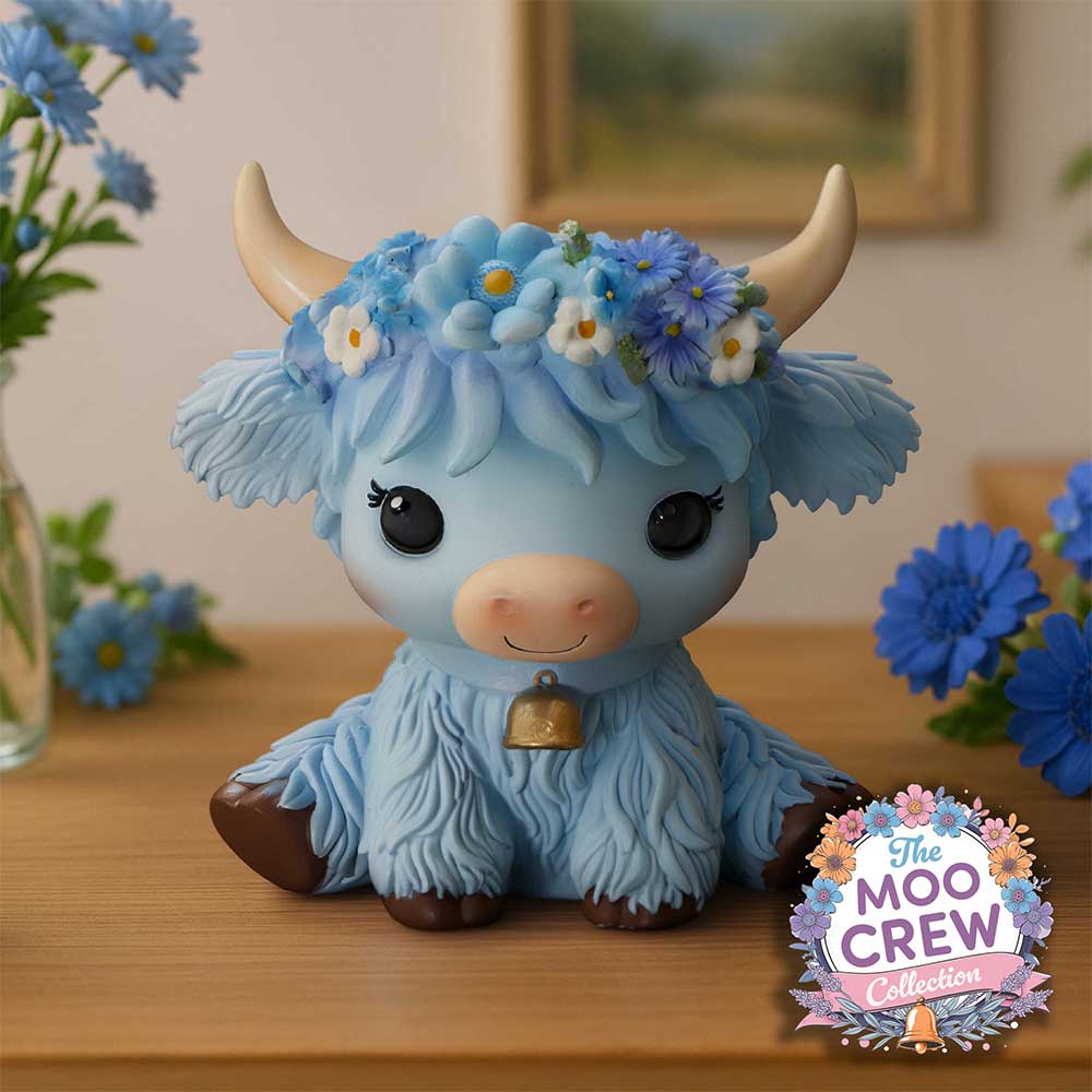 Bluebell Blue Flower Cow Figurine 10.8cm 7