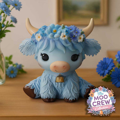 Bluebell Blue Flower Cow Figurine 10.8cm 7