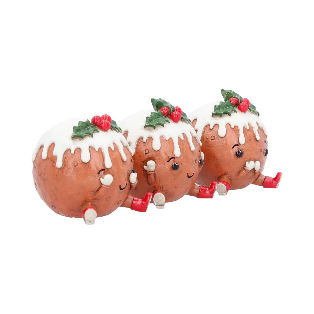 Three Wise Christmas Puddings Figurine Set 6cm 3