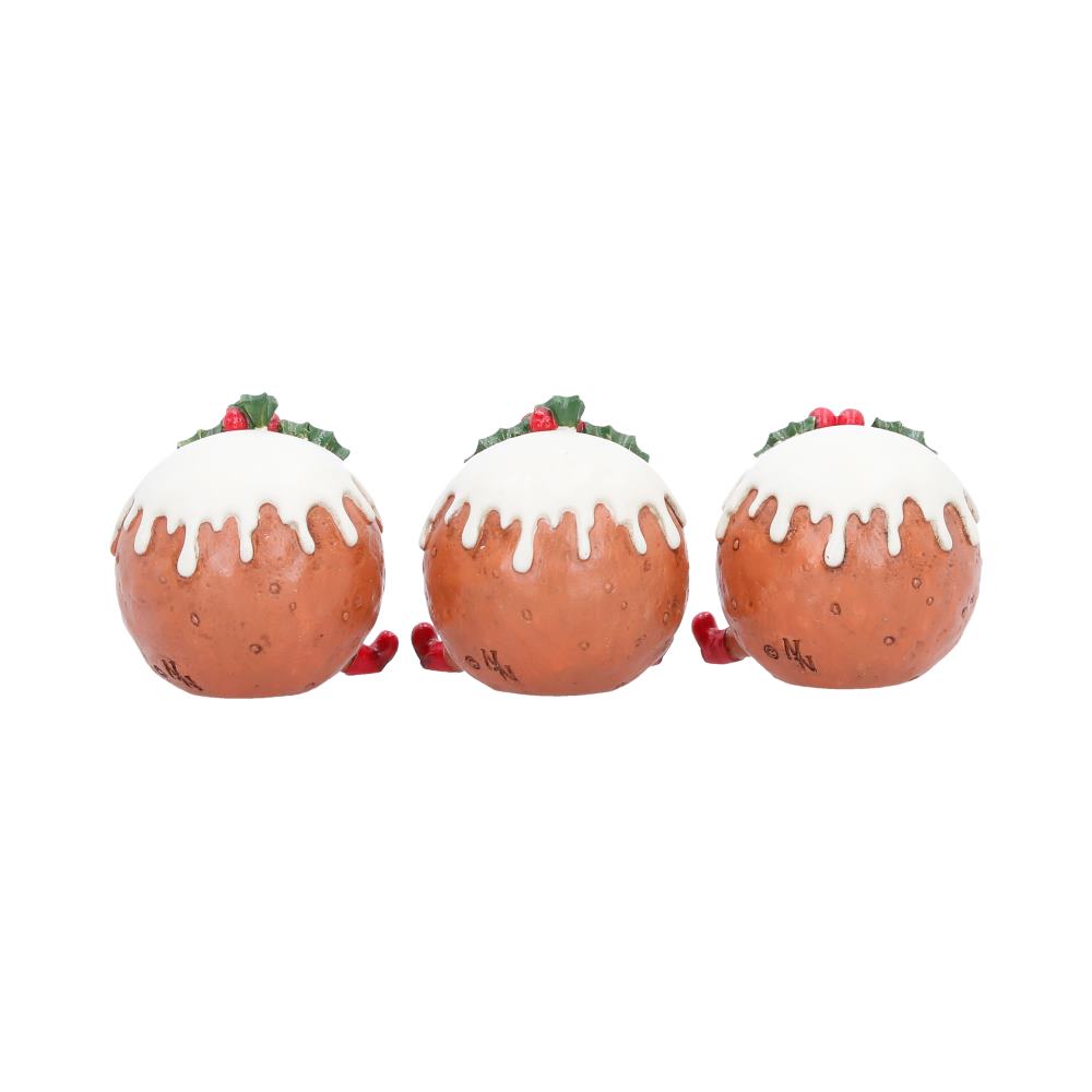 Three Wise Christmas Puddings Figurine Set 6cm 4