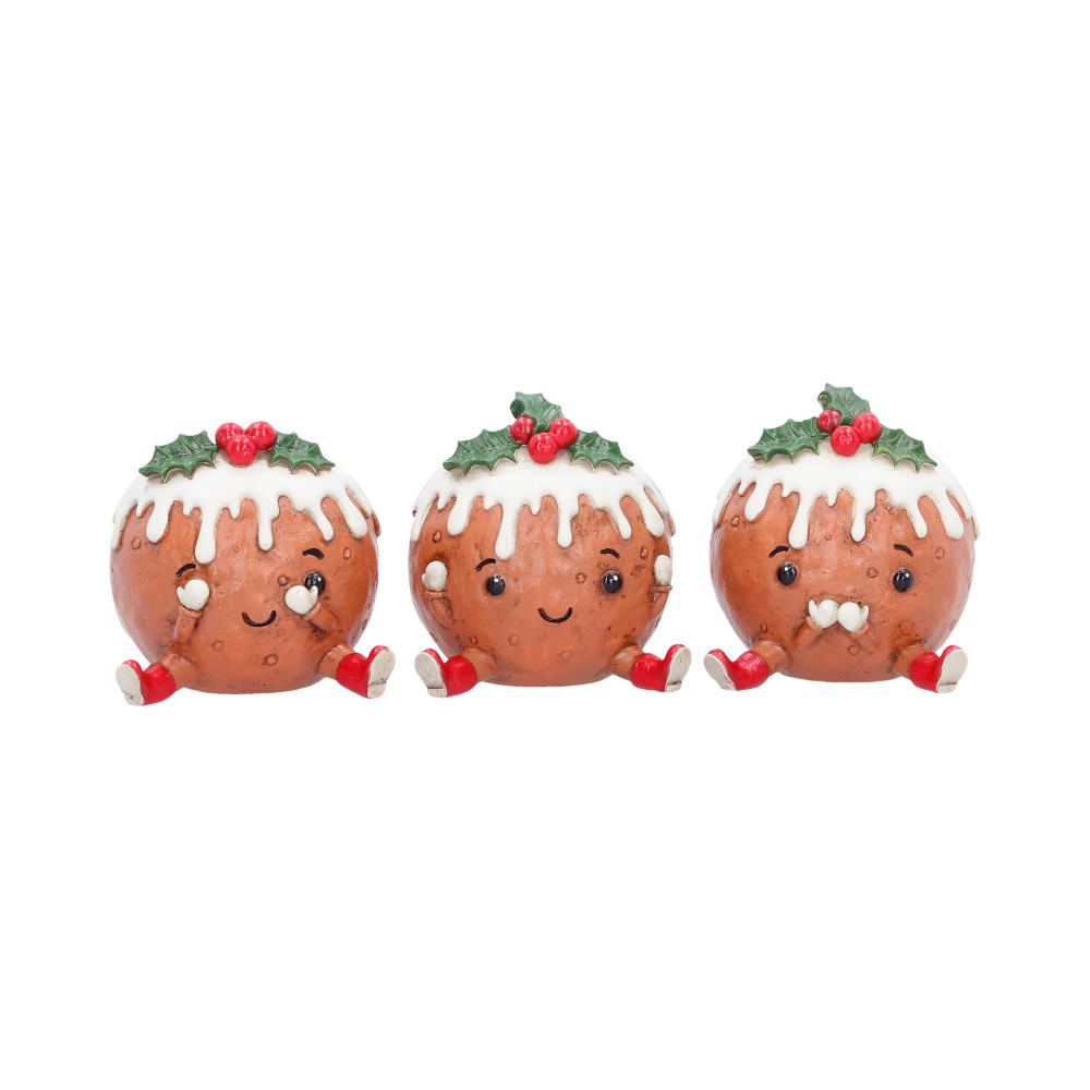 Three Wise Christmas Puddings Figurine Set 6cm 1