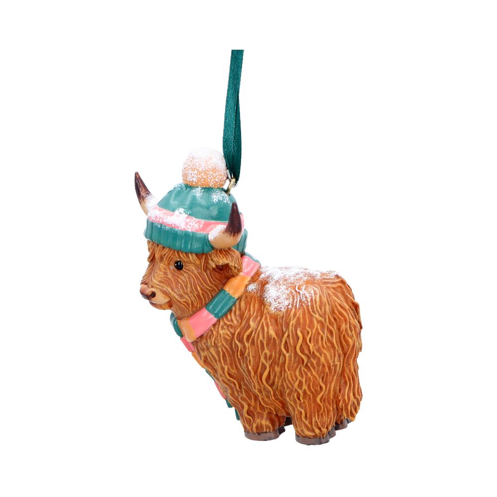 Winter Highland Cow Snowfall Hanging Ornament 8.3cm 2