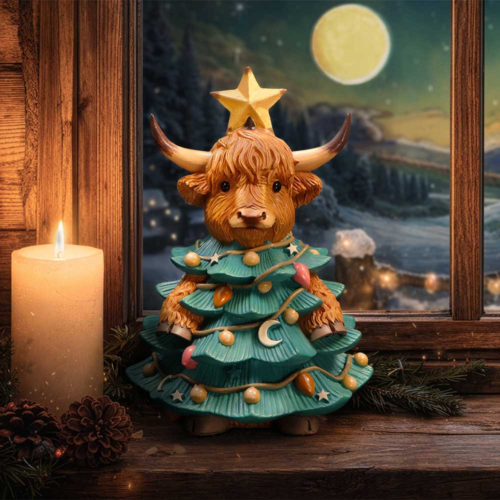 Winter Highland Cow Christmas Tree 13.5cm 7