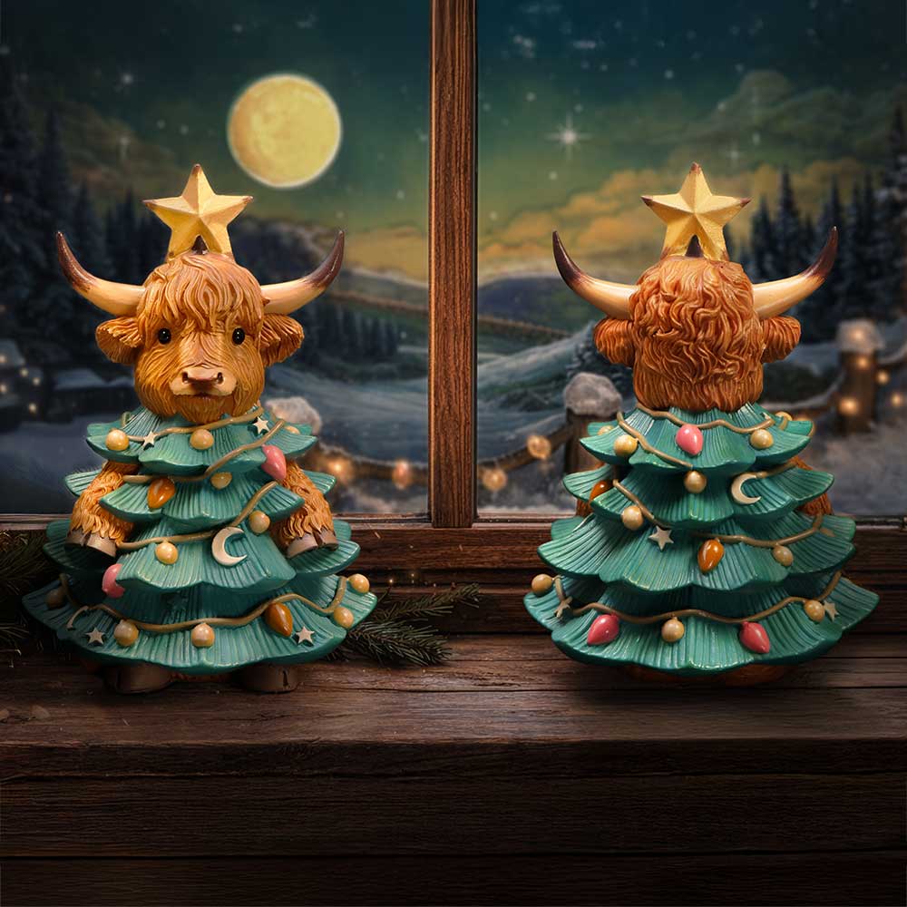 Winter Highland Cow Christmas Tree 13.5cm 8