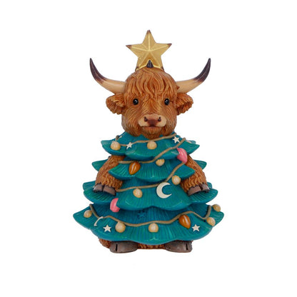 Winter Highland Cow Christmas Tree 13.5cm 1