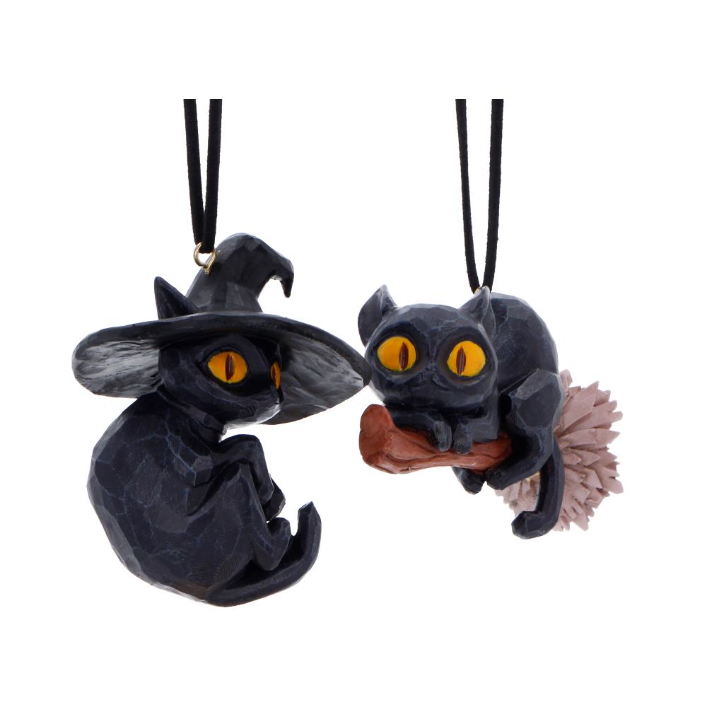 Curse and Claw Halloween Cats Hanging Ornaments Set of Two 7cm 3