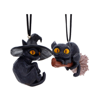Curse and Claw Halloween Cats Hanging Ornaments Set of Two 7cm 3