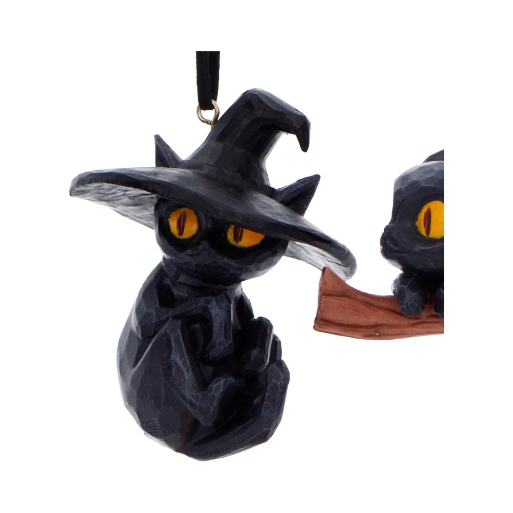 Curse and Claw Halloween Cats Hanging Ornaments Set of Two 7cm 4