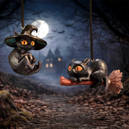 Curse and Claw Halloween Cats Hanging Ornaments Set of Two 7cm 6