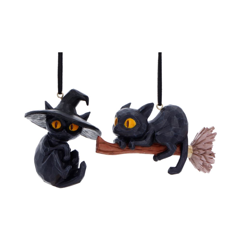 Curse and Claw Halloween Cats Hanging Ornaments Set of Two 7cm 1