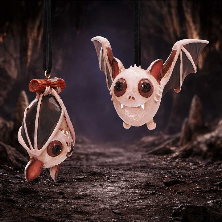 Sneak and Peak Halloween Hanging Ornaments Set of Two 6.7cm