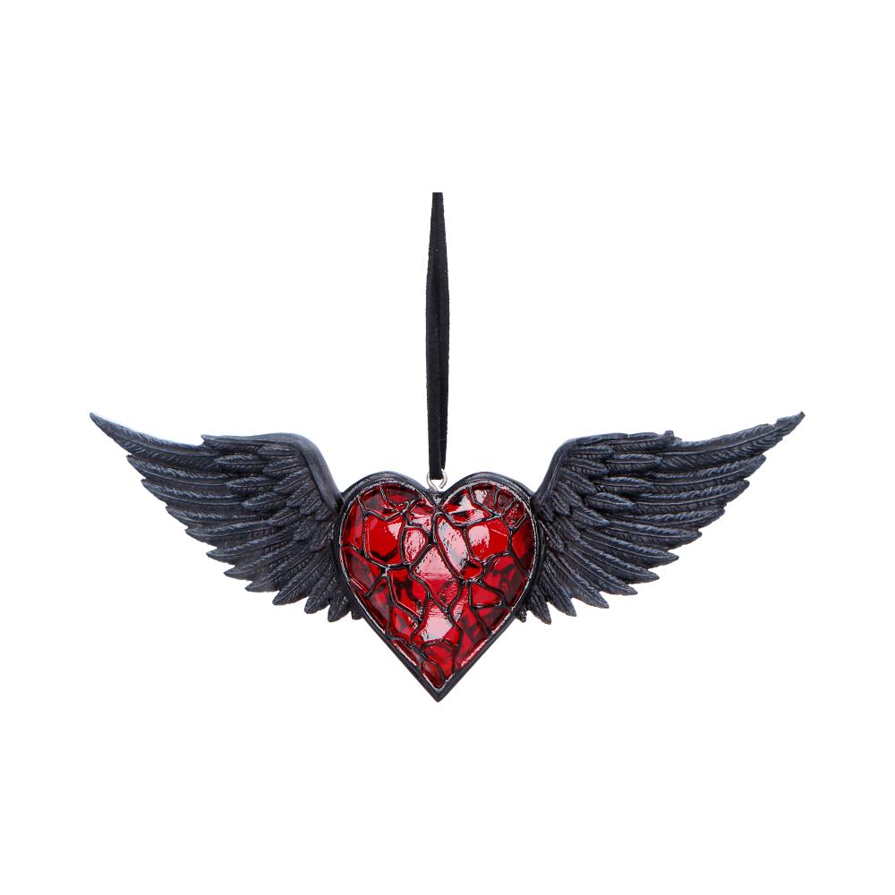 Black Winged Heart Hanging Ornament 6cm 2