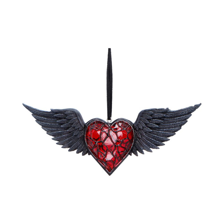 Black Winged Heart Hanging Ornament 6cm