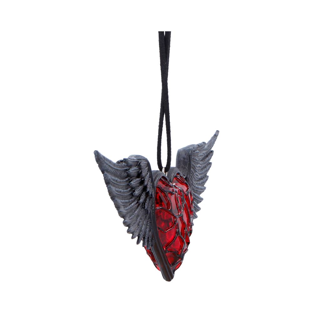 Black Winged Heart Hanging Ornament 6cm