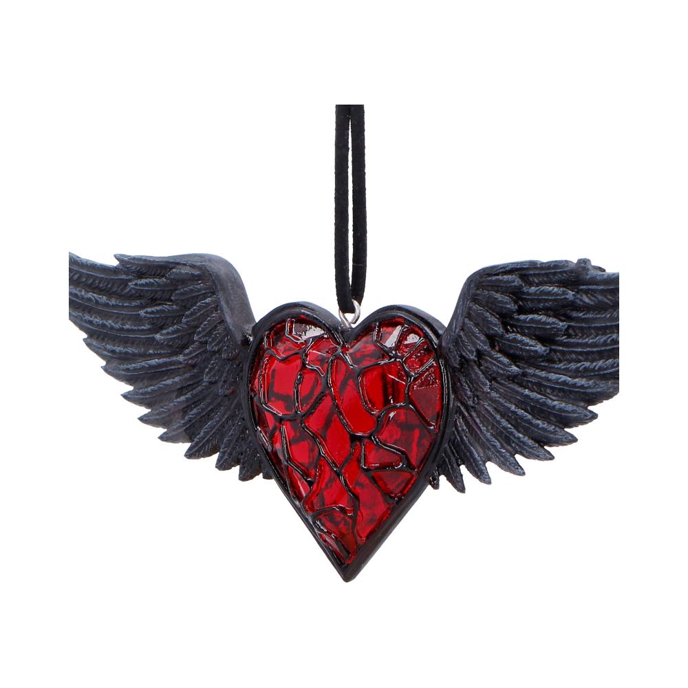 Black Winged Heart Hanging Ornament 6cm 4