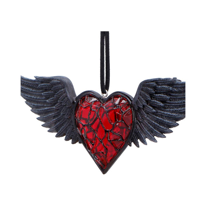 Black Winged Heart Hanging Ornament 6cm