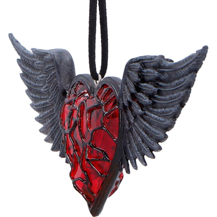 Black Winged Heart Hanging Ornament 6cm