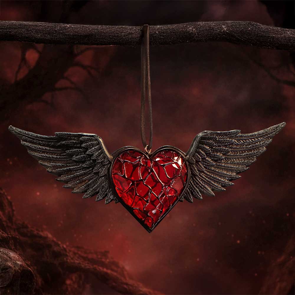 Black Winged Heart Hanging Ornament 6cm 6