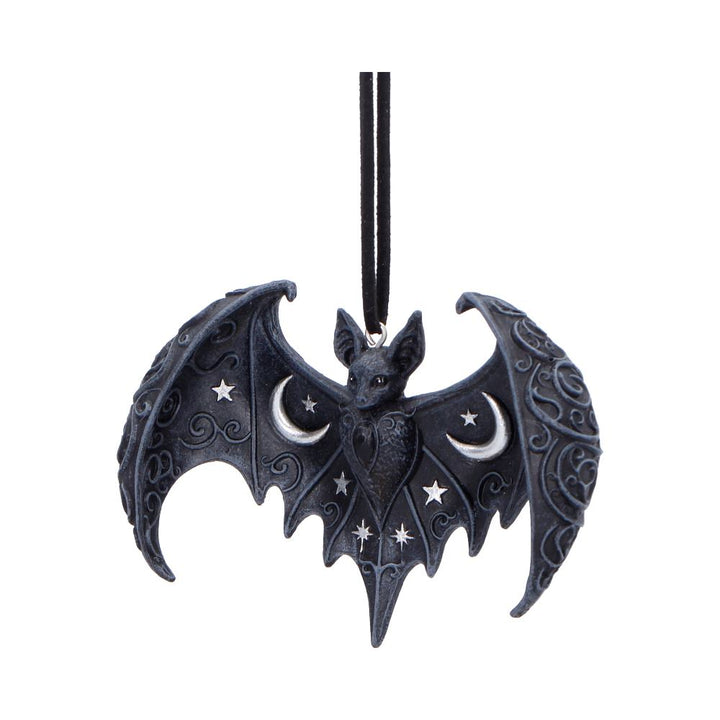 Lunar Wing Hanging Black Bat Ornament 7.2cm