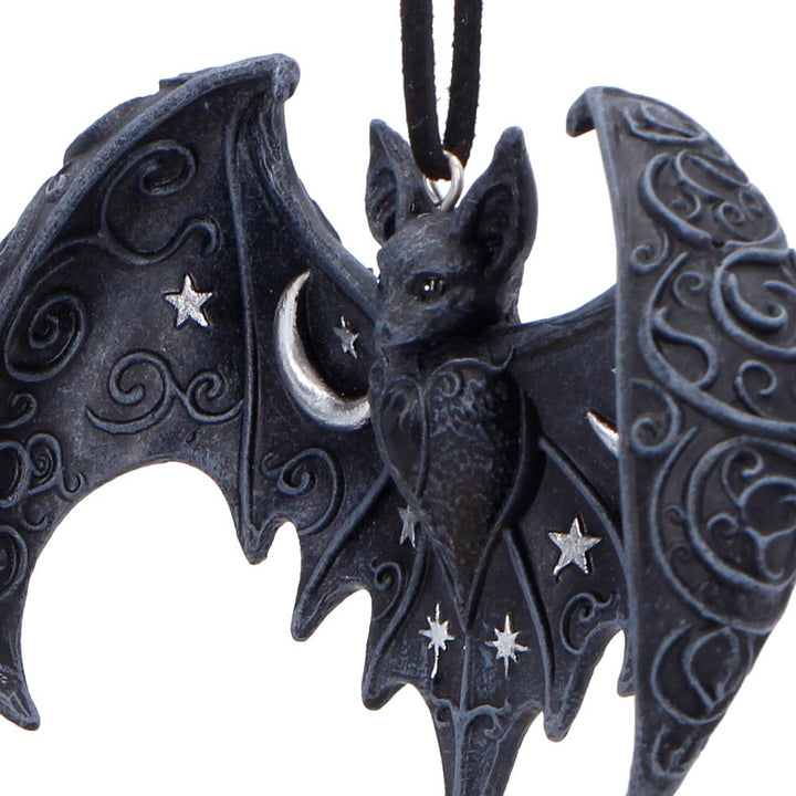 Lunar Wing Hanging Black Bat Ornament 7.2cm