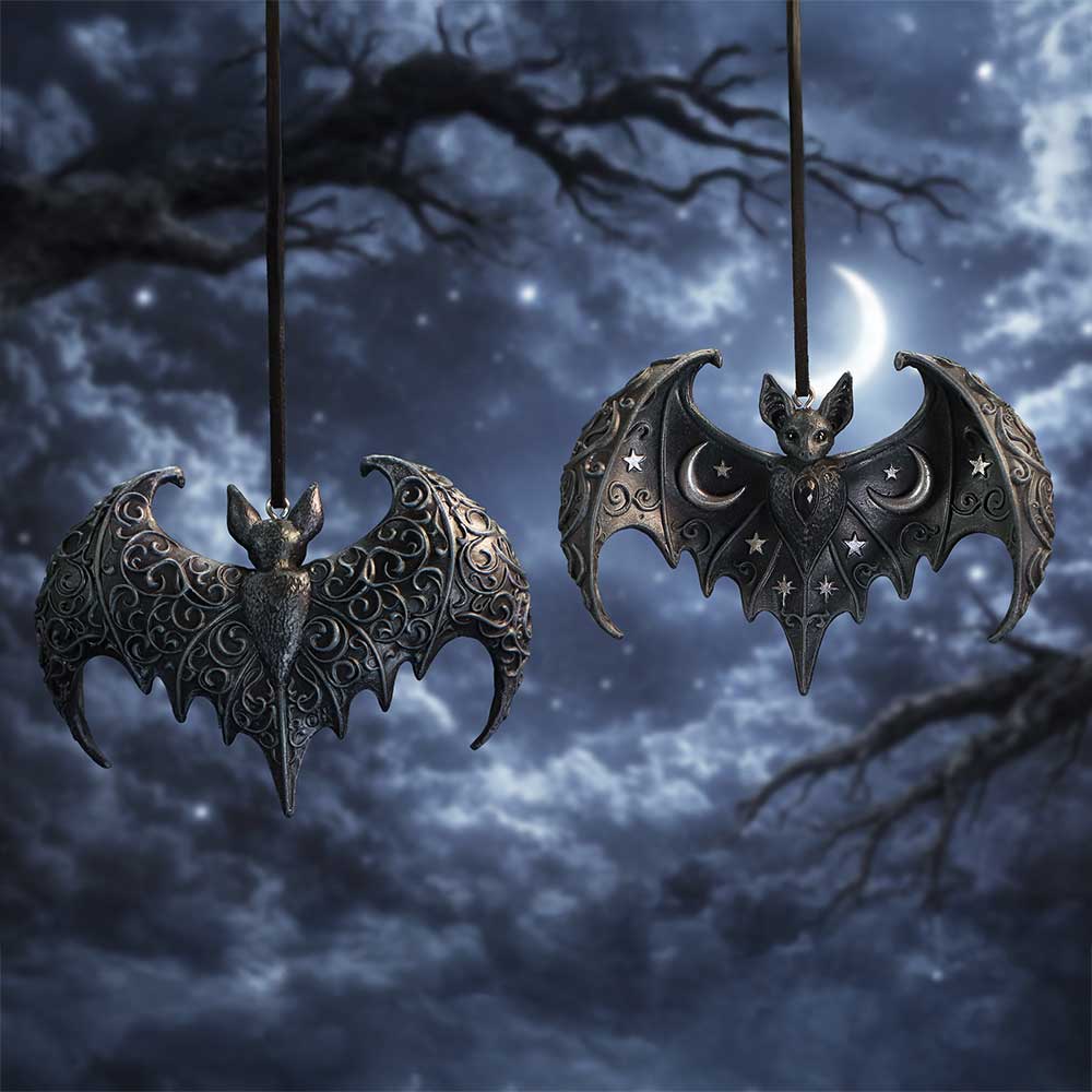 Lunar Wing Hanging Black Bat Ornament 7.2cm 7