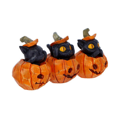 Three Wise Halloween Pumpkin Patch Cats 7.7cm 3