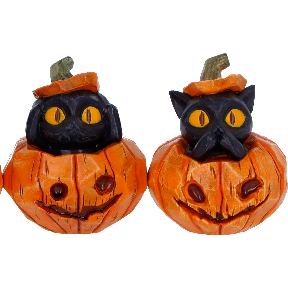 Three Wise Halloween Pumpkin Patch Cats 7.7cm 6