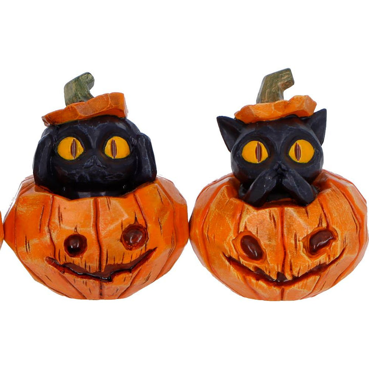 Three Wise Halloween Pumpkin Patch Cats 7.7cm