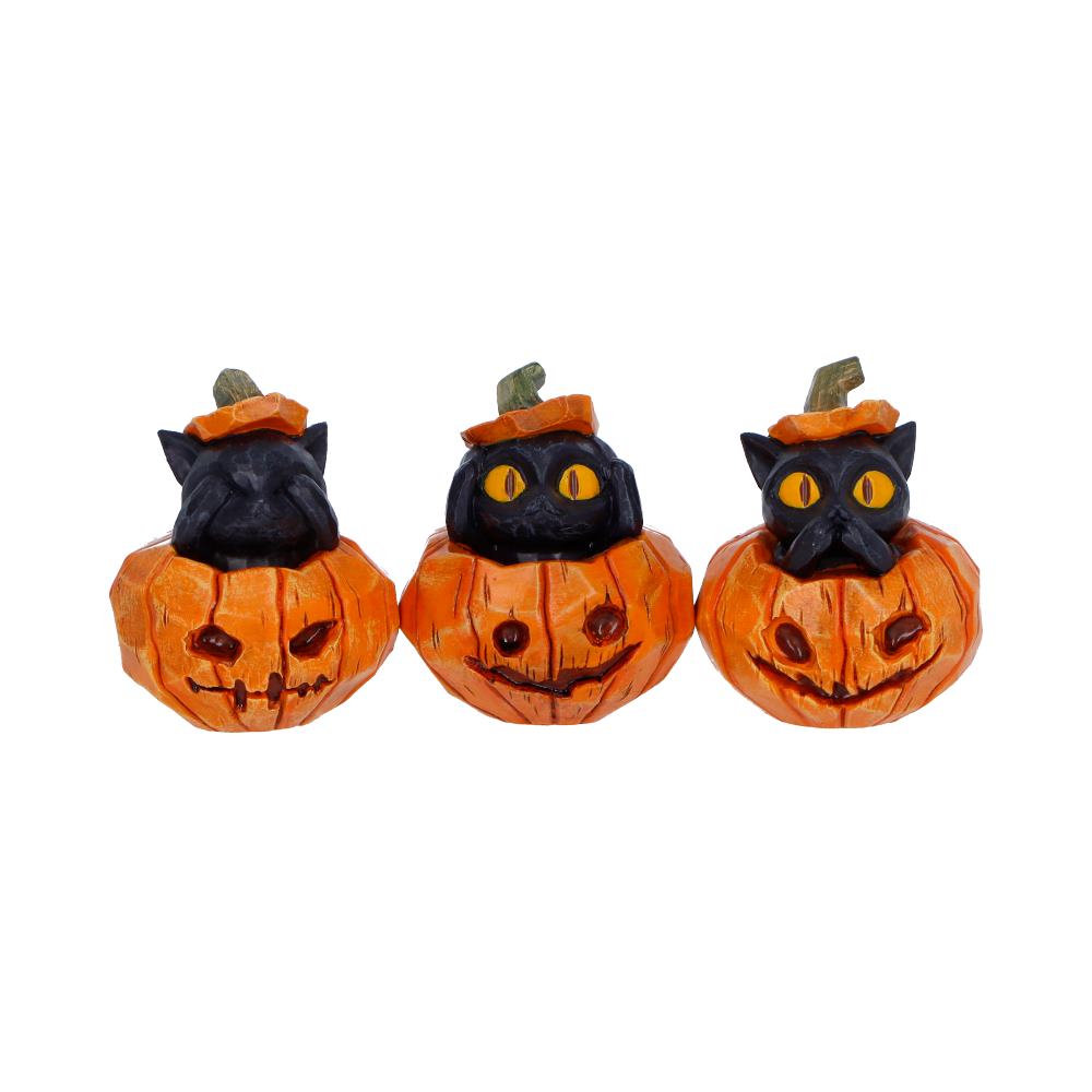 Three Wise Halloween Pumpkin Patch Cats 7.7cm 1