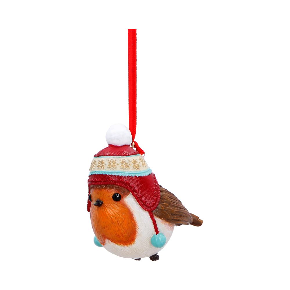 Robin Winter Bobble Hanging Ornament 7.3cm 2