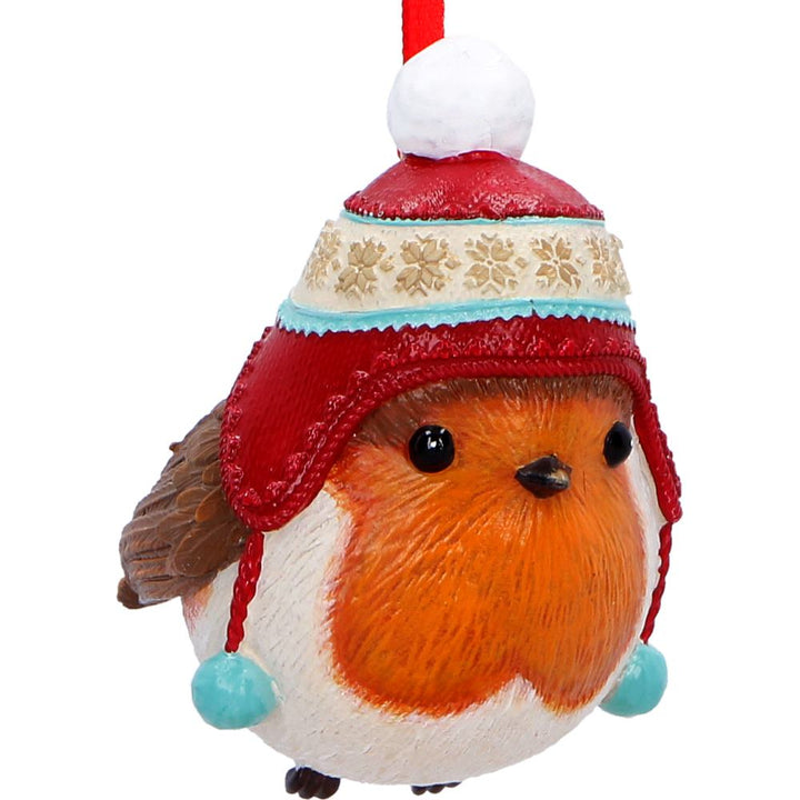 Robin Winter Bobble Hanging Ornament 7.3cm