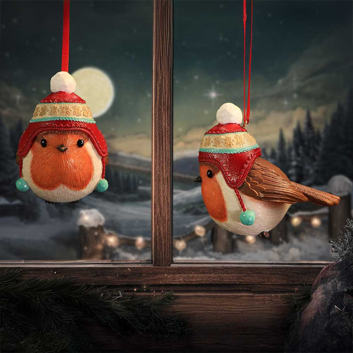 Robin Winter Bobble Hanging Ornament 7.3cm