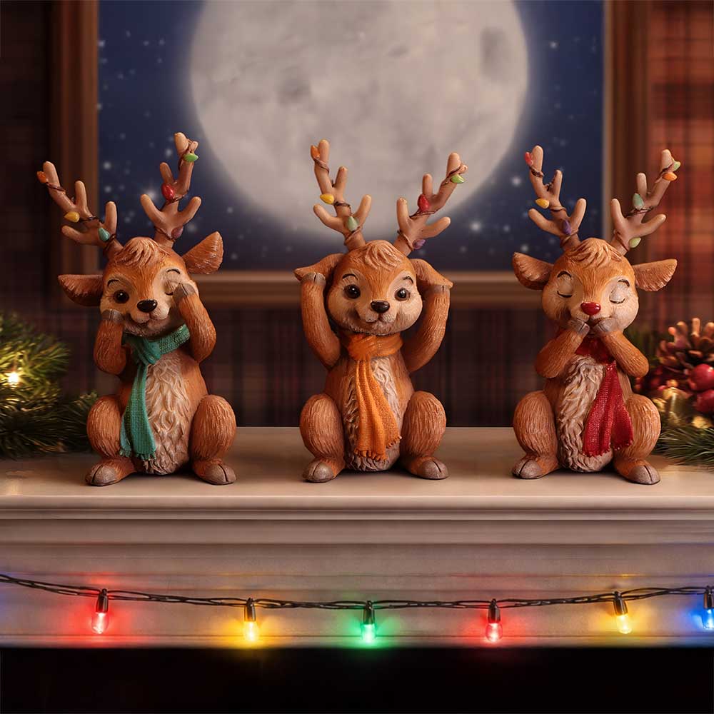 Three Wise Reindeer Figurine Set 10.8cm 7